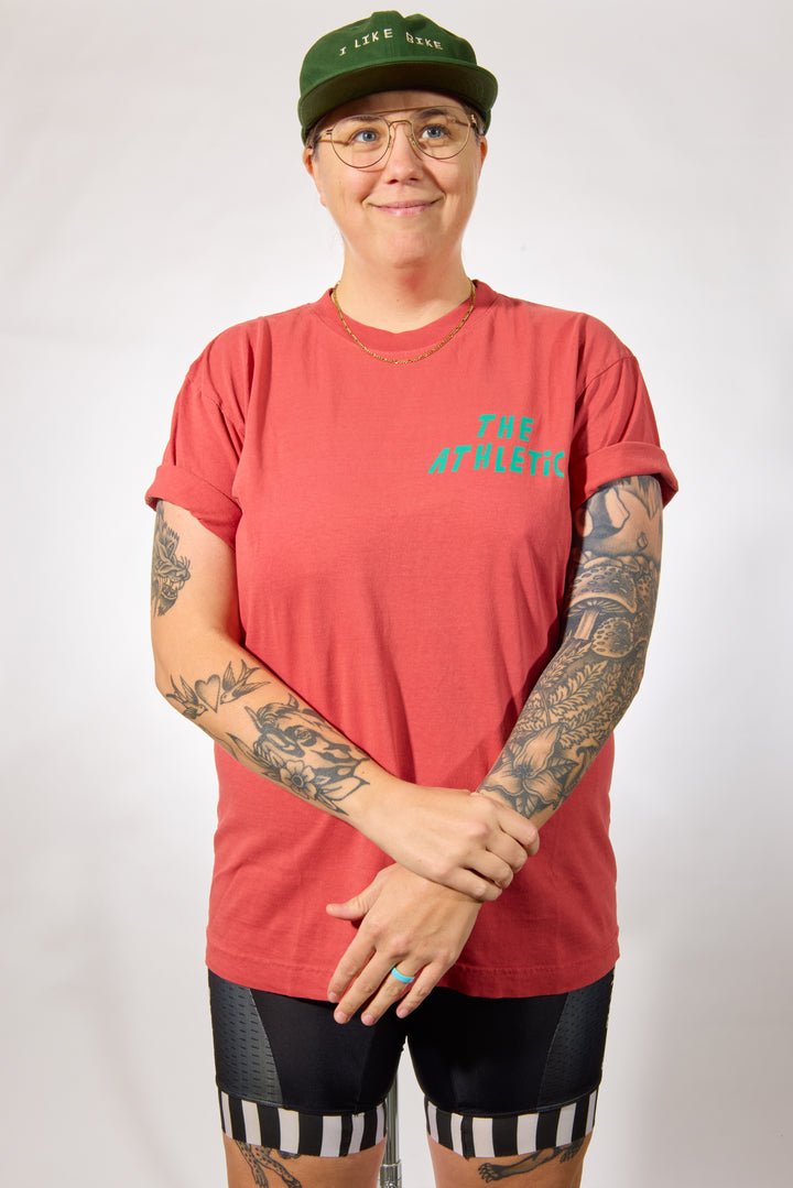 The I LIKE BIKE Unisex Tee is a midweight, 6.5 oz jersey made from 100% North American reclaimed waste cotton. This preshrunk, biodegradable shirt features a tubular body and is knit, sewn, and finished in Los Angeles, California, with a fair-wage workforce. Designed for an oversized fit, it offers both comfort and sustainability for cycling enthusiasts