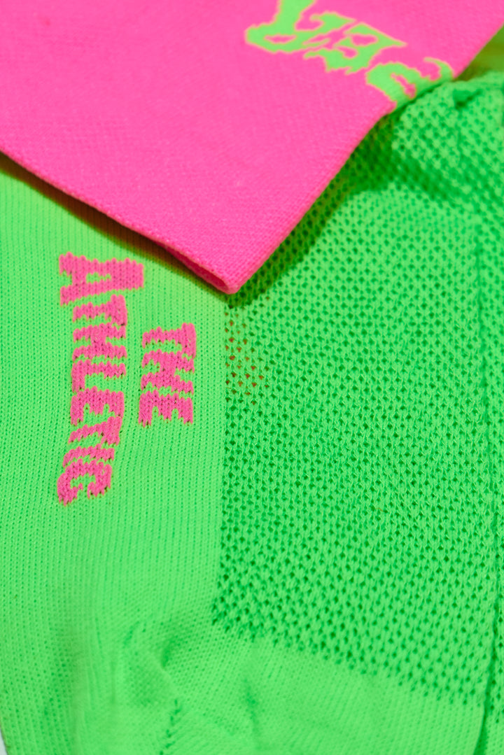 Flame socks with SUPER TUFF around the cuff.  6" cuff. Perfect for cycling, running, or the gym. Made in the USA with recycled fibers.