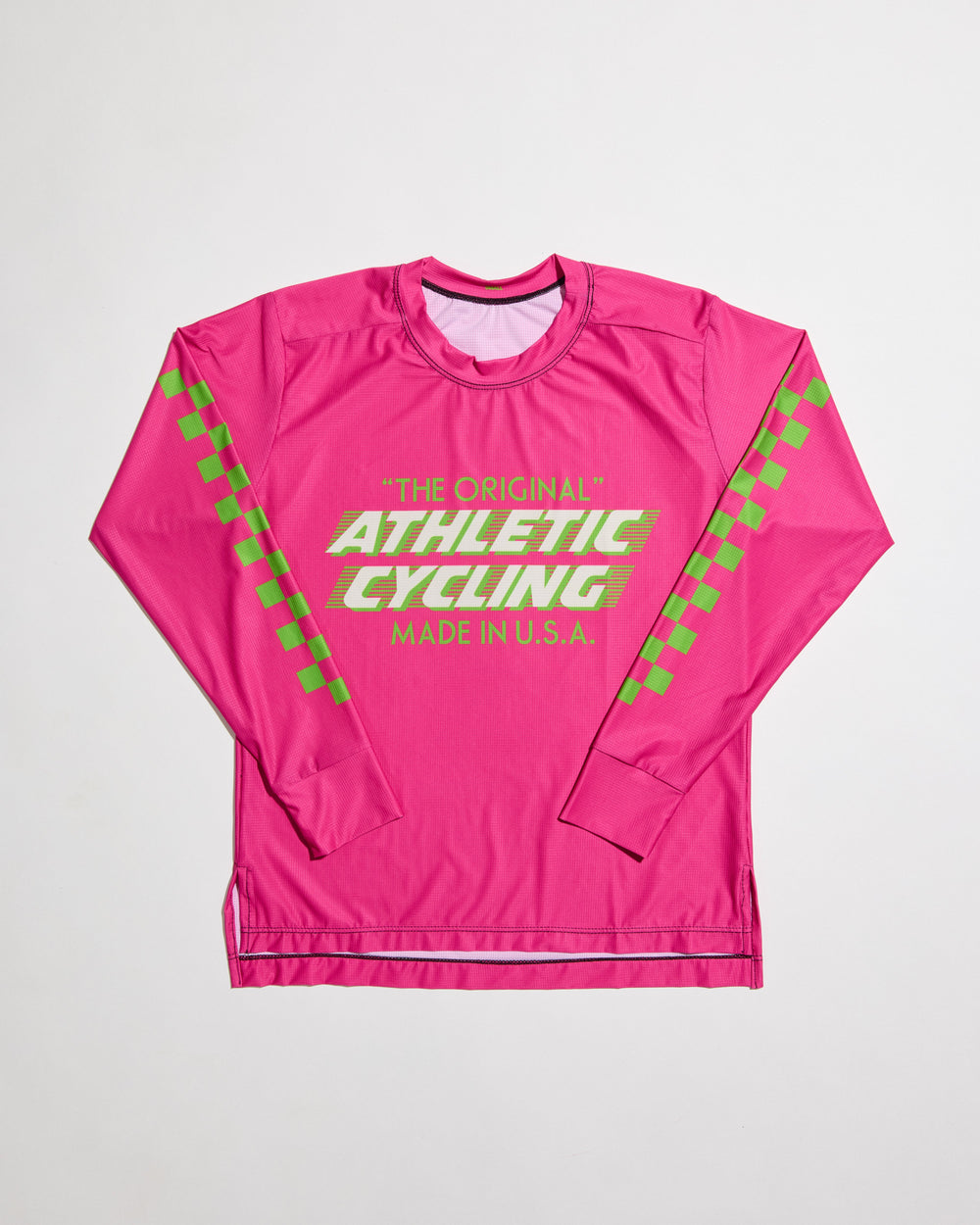 The Women's SUPER TUFF "The Original" Tech Shirt is a long-sleeve, moisture-wicking top designed for mountain biking, running, or road cycling. Made in the USA by Endo Customs, this versatile performance shirt offers comfort and durability for active women