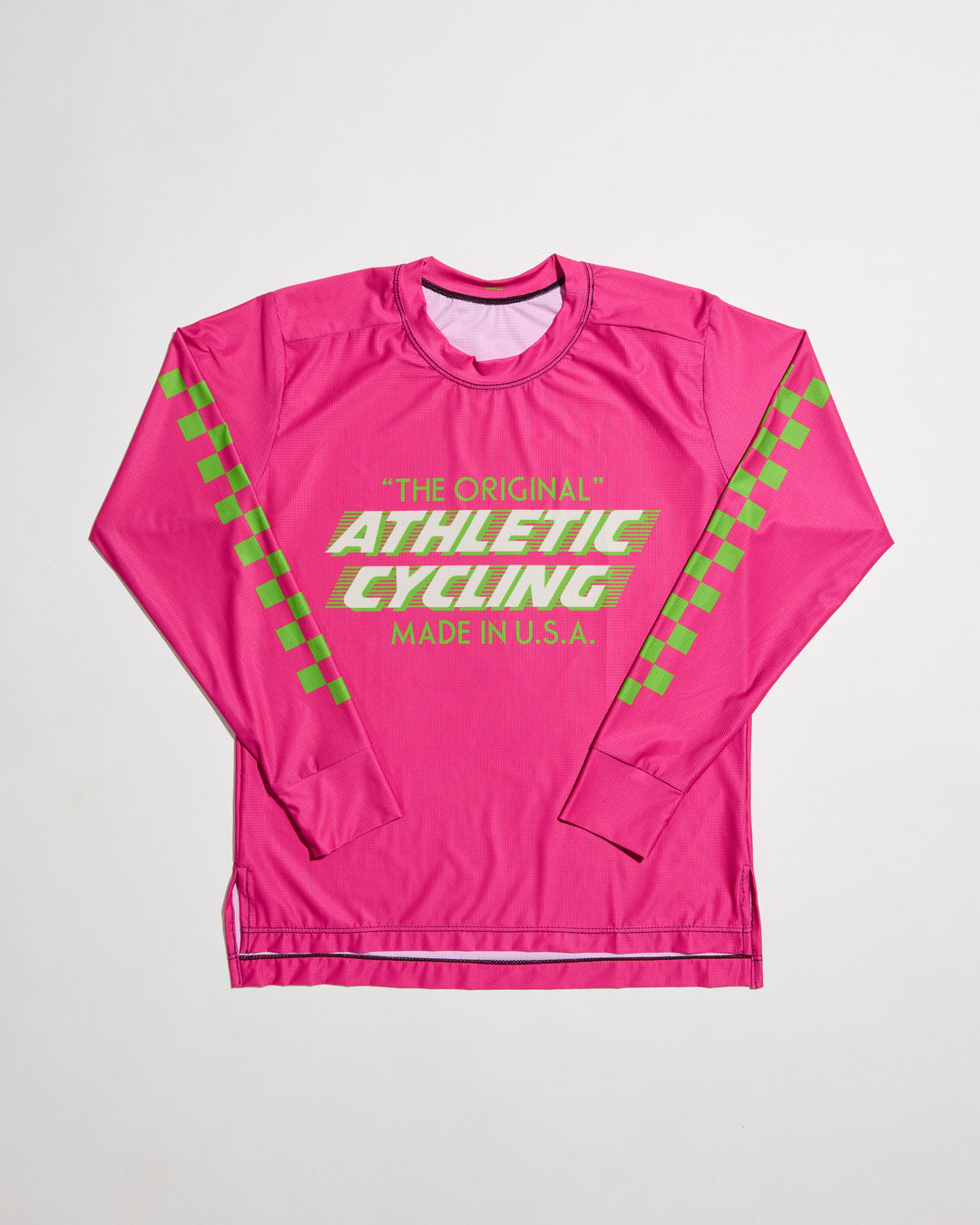 The Women's SUPER TUFF "The Original" Tech Shirt is a long-sleeve, moisture-wicking top designed for mountain biking, running, or road cycling. Made in the USA by Endo Customs, this versatile performance shirt offers comfort and durability for active women