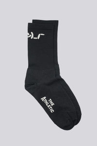 black cycling running sock with shrug emoticon